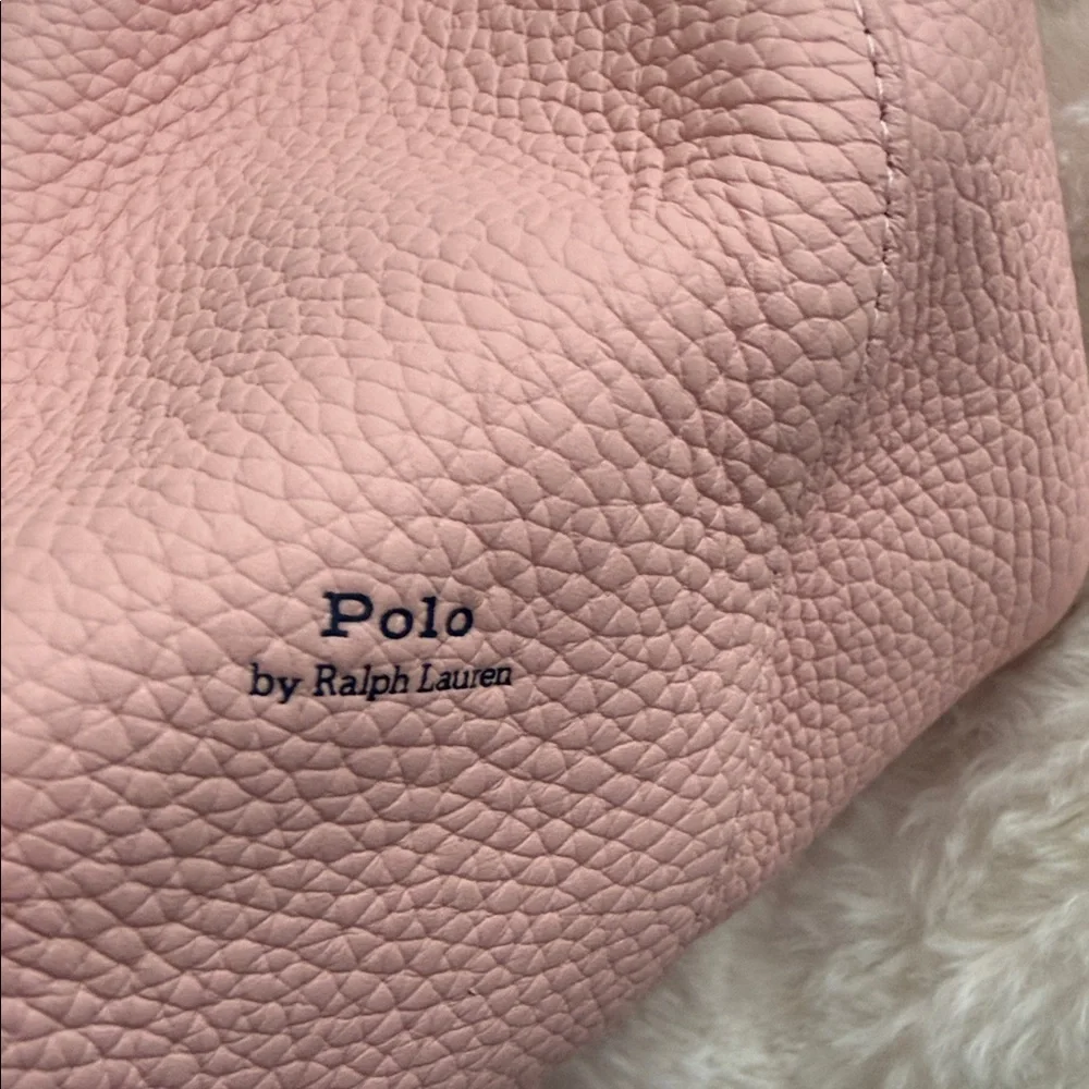 Ralph Lauren Blush Pink Pebbled Leather Crossbody with Black Polo Logo - Picture 4 of 5